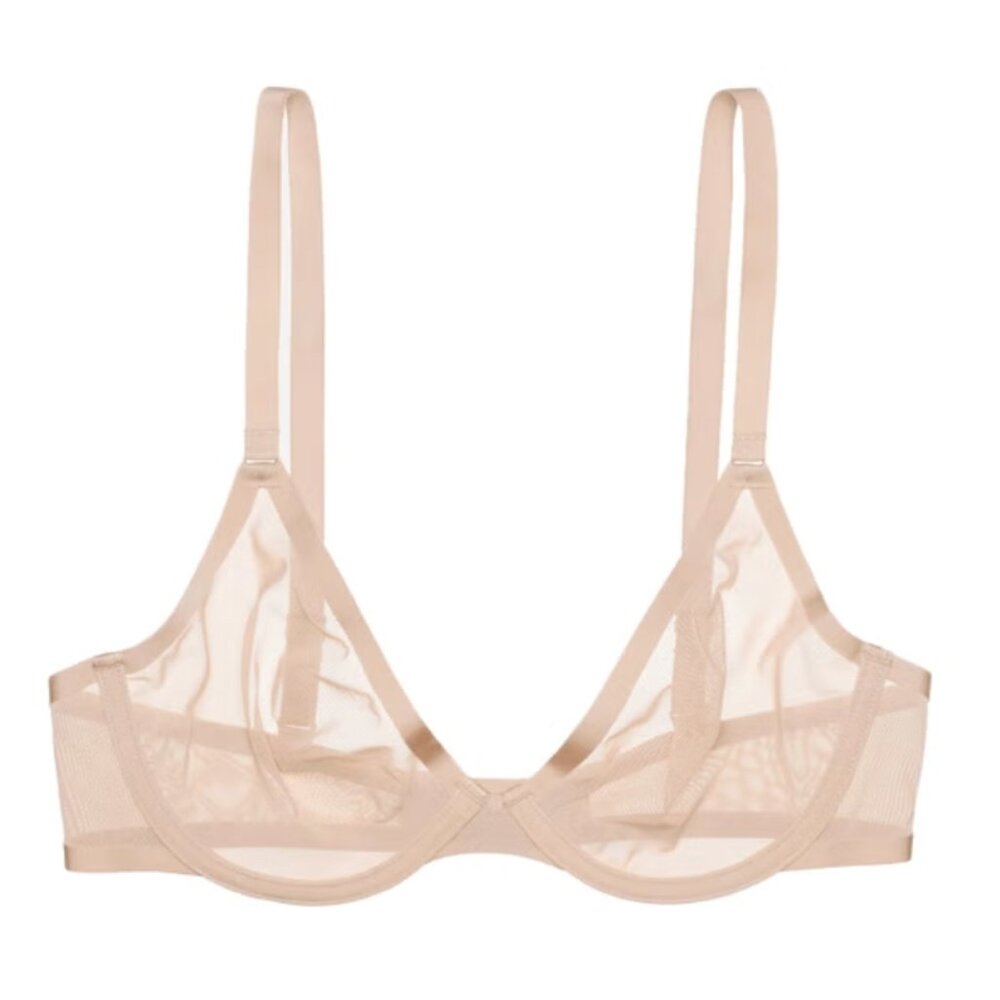 NWOT: CUUP The Plunge mesh bra in blush (34F)